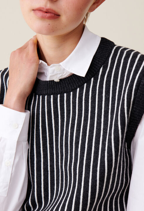 Sleeveless Striped Knit Top