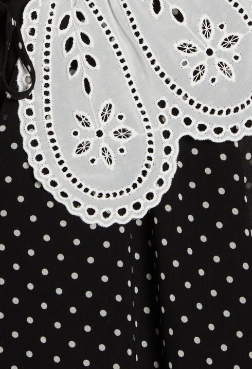 Rifi short dress large dot print collar
