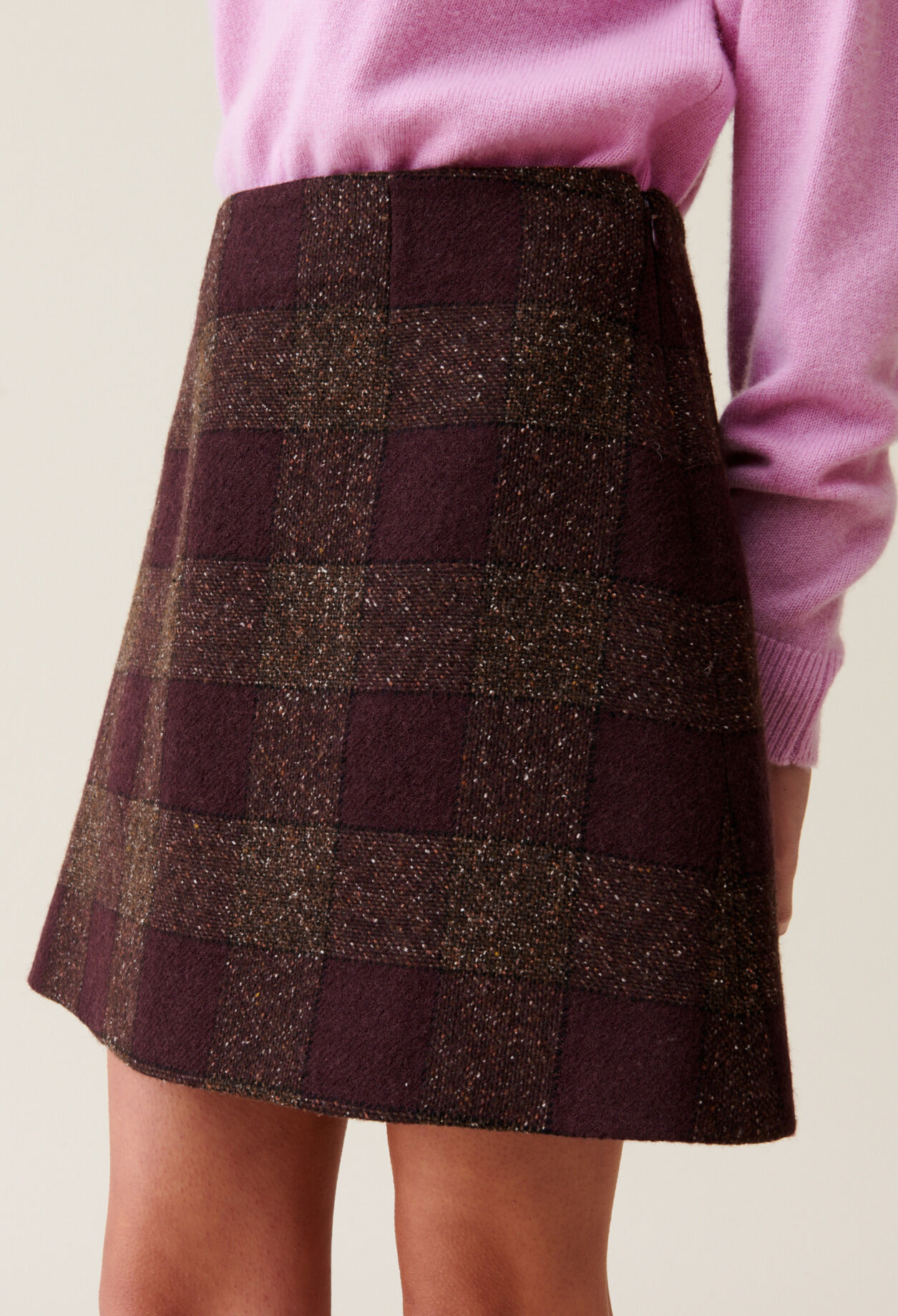 Wool plaid skirt short store