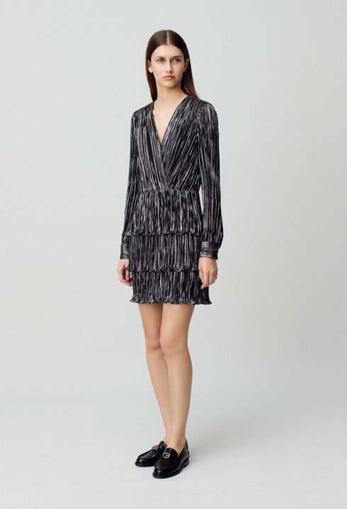 Short silver ruffled dress