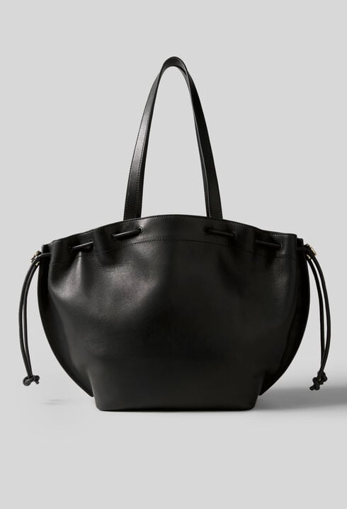 Smooth leather tote with gold logo