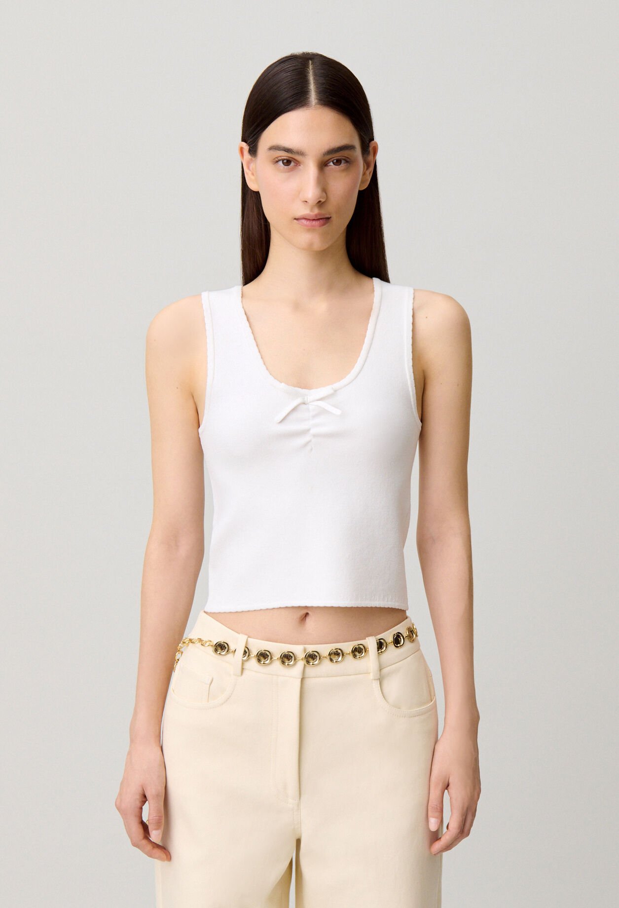Cropped top with criss-cross ties