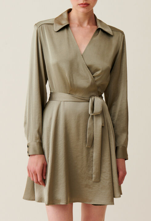 Short green wrapover dress
