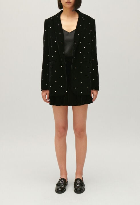 Two-tone velour suit jacket