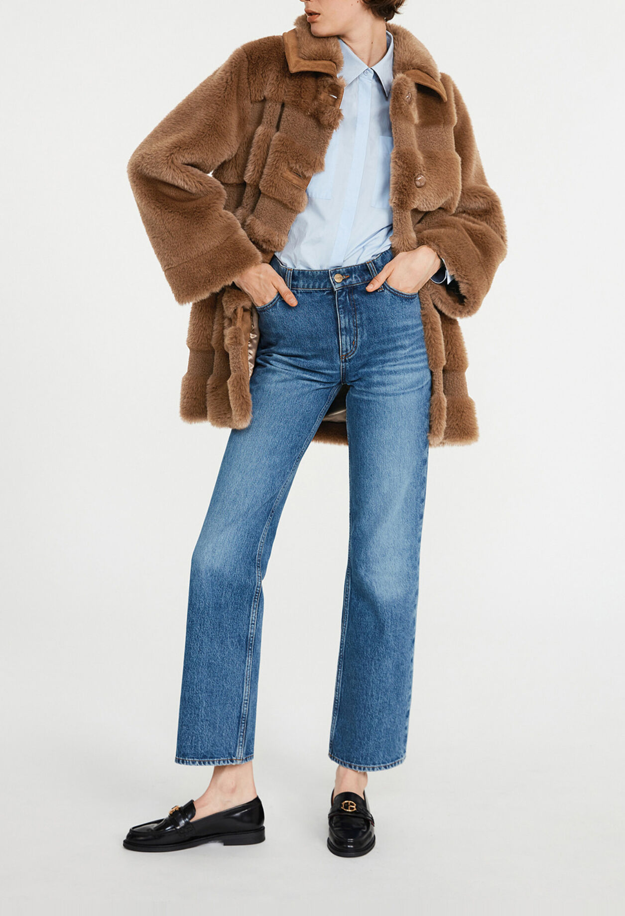 Manteau marron fausse fourrure