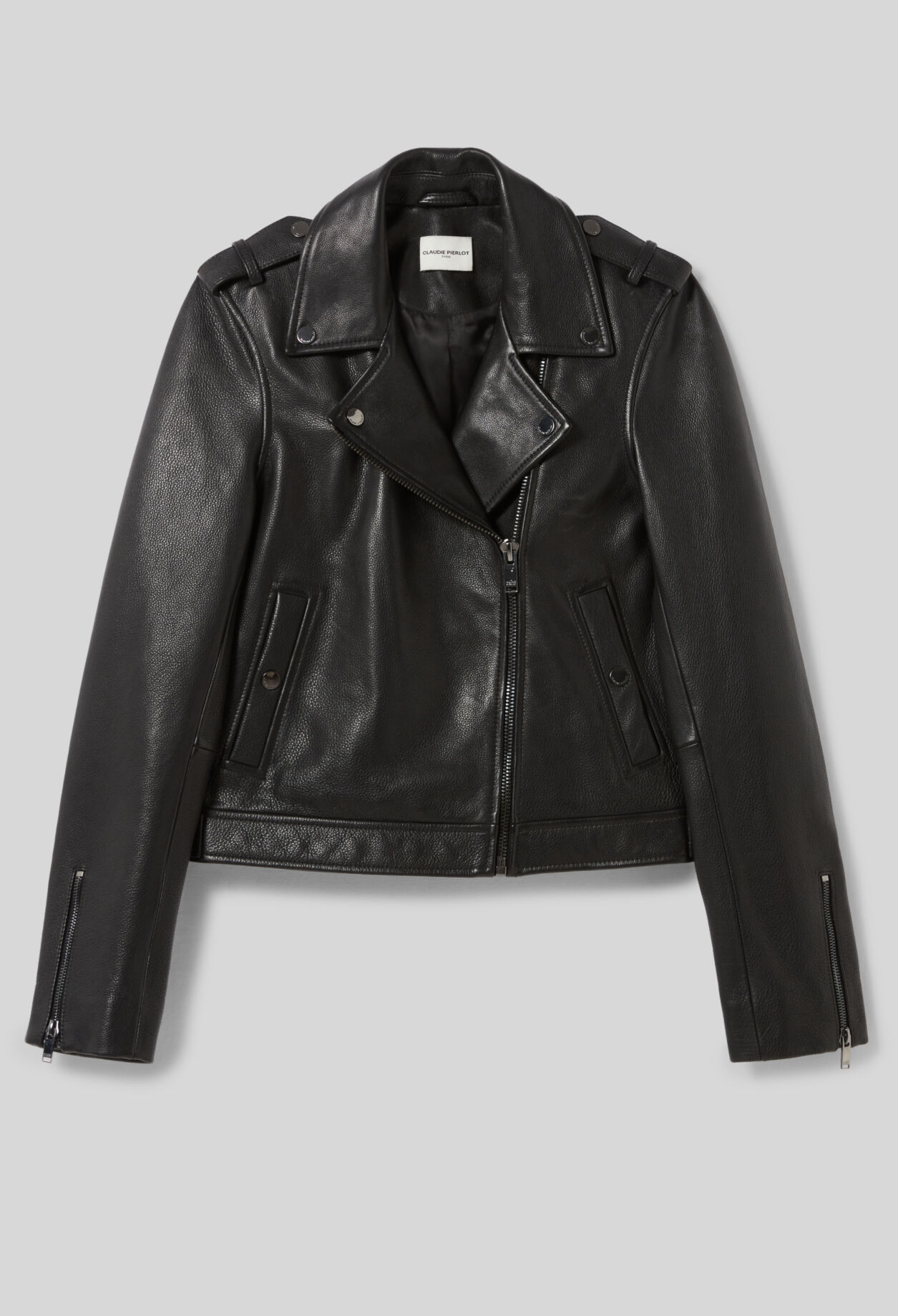襟なしzip upレザージャケット☆ Claudie Pierlot Leather jackets for women | Claudie Pierlot