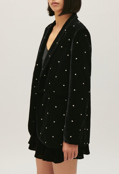 Two-tone velour suit jacket