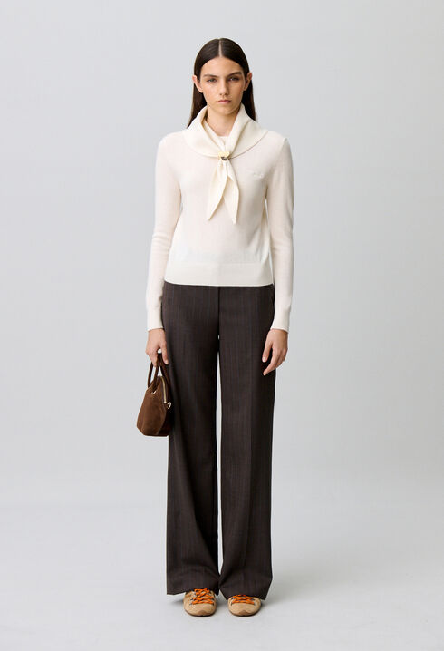 Knit jumper with removable scarf