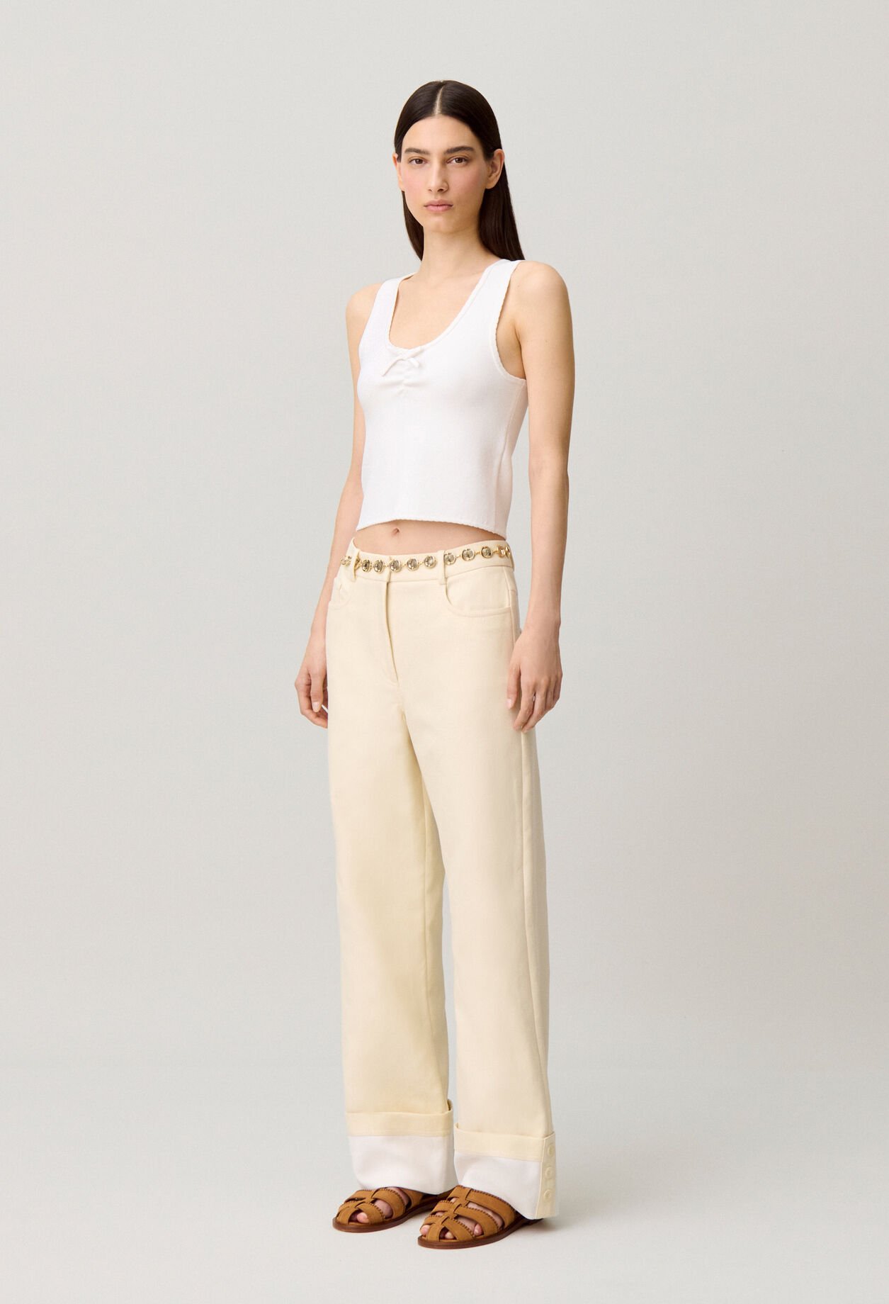 Cropped top with criss-cross ties