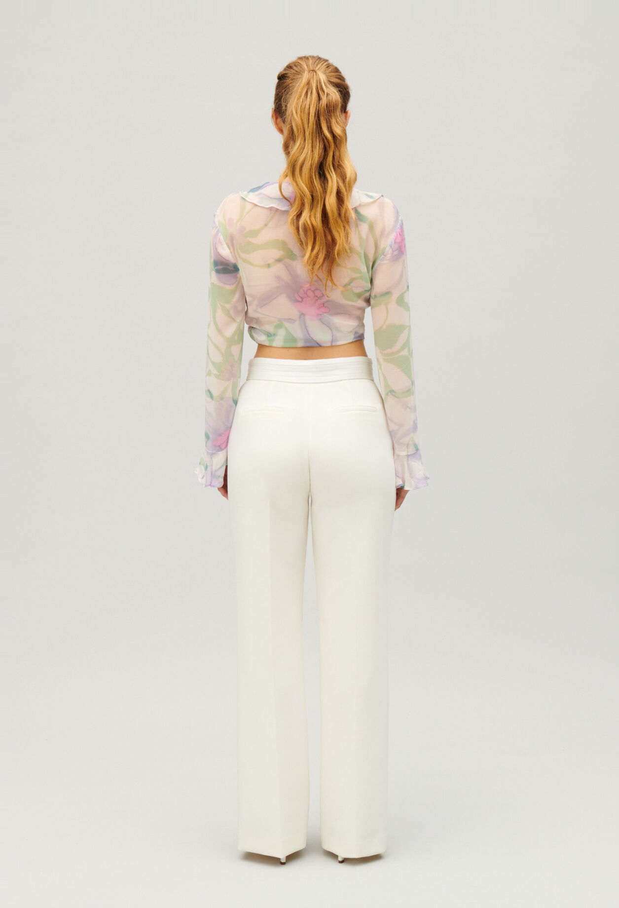 White straight tailored trousers