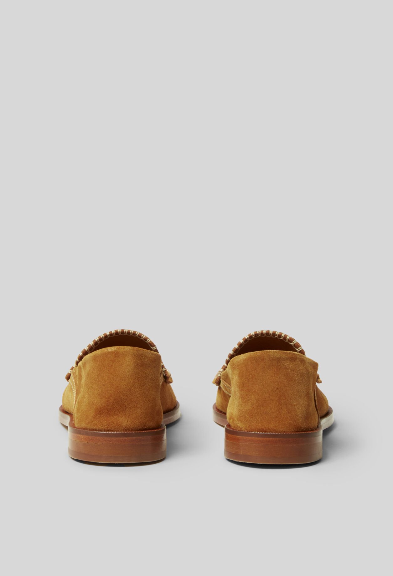 Suede mules with gold monogram