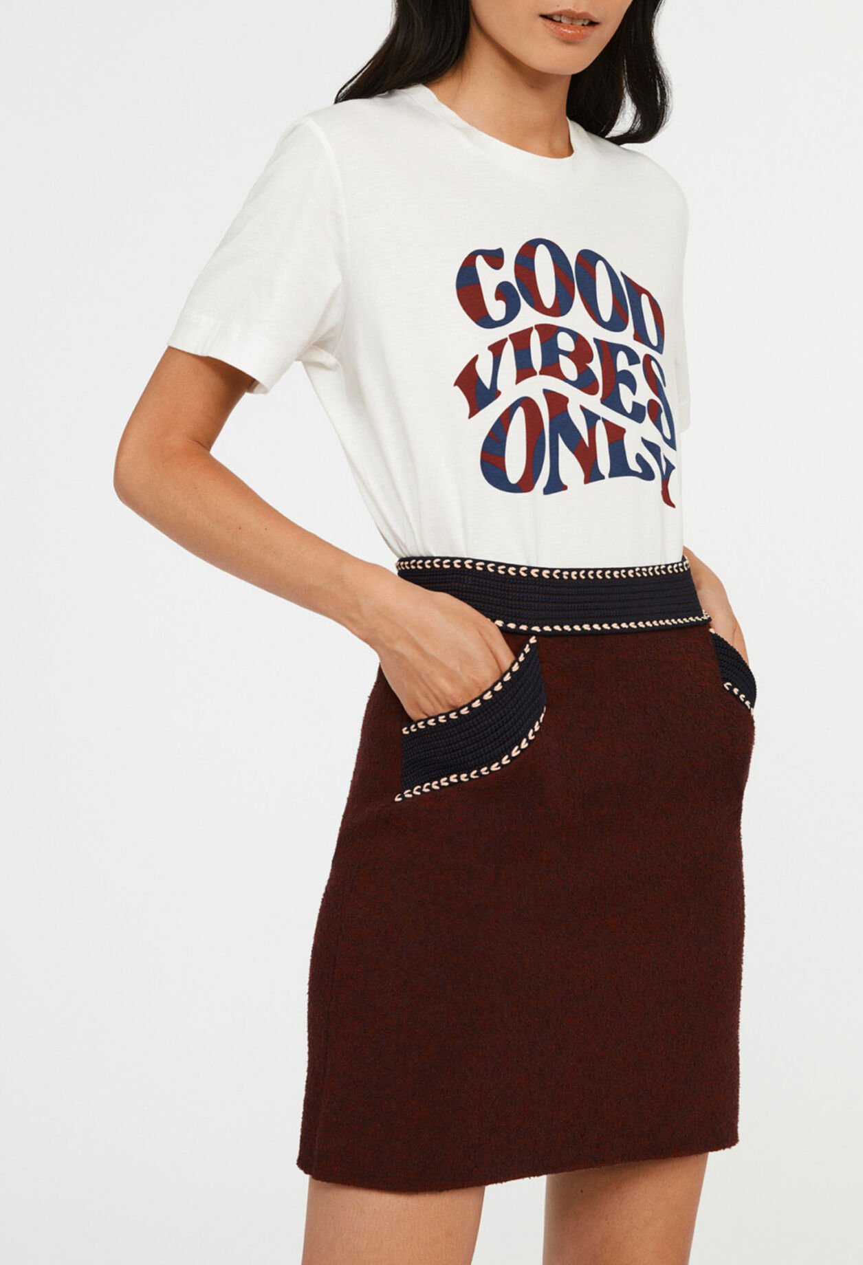 Jupe maille droite contrasté