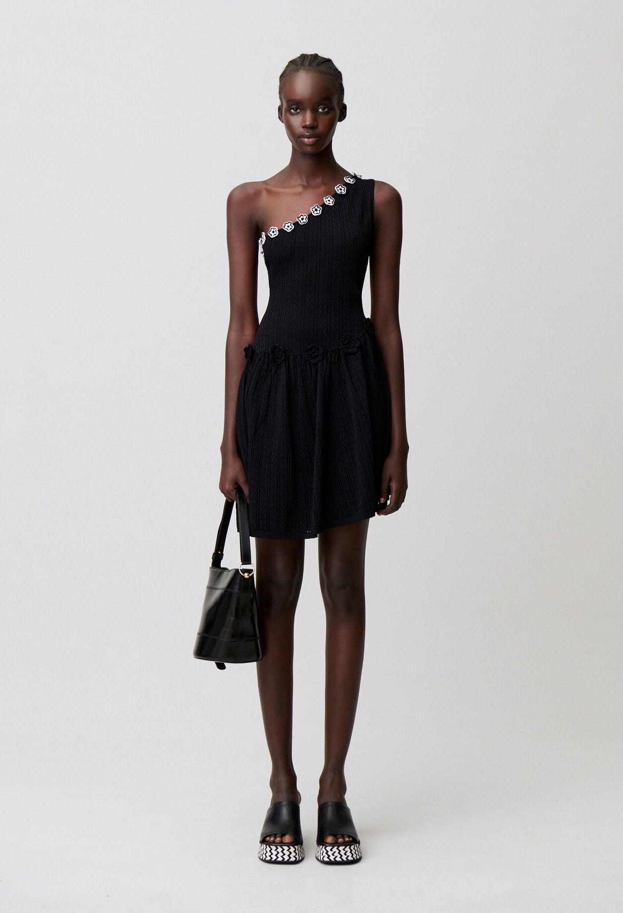 Crochet floral knit dress