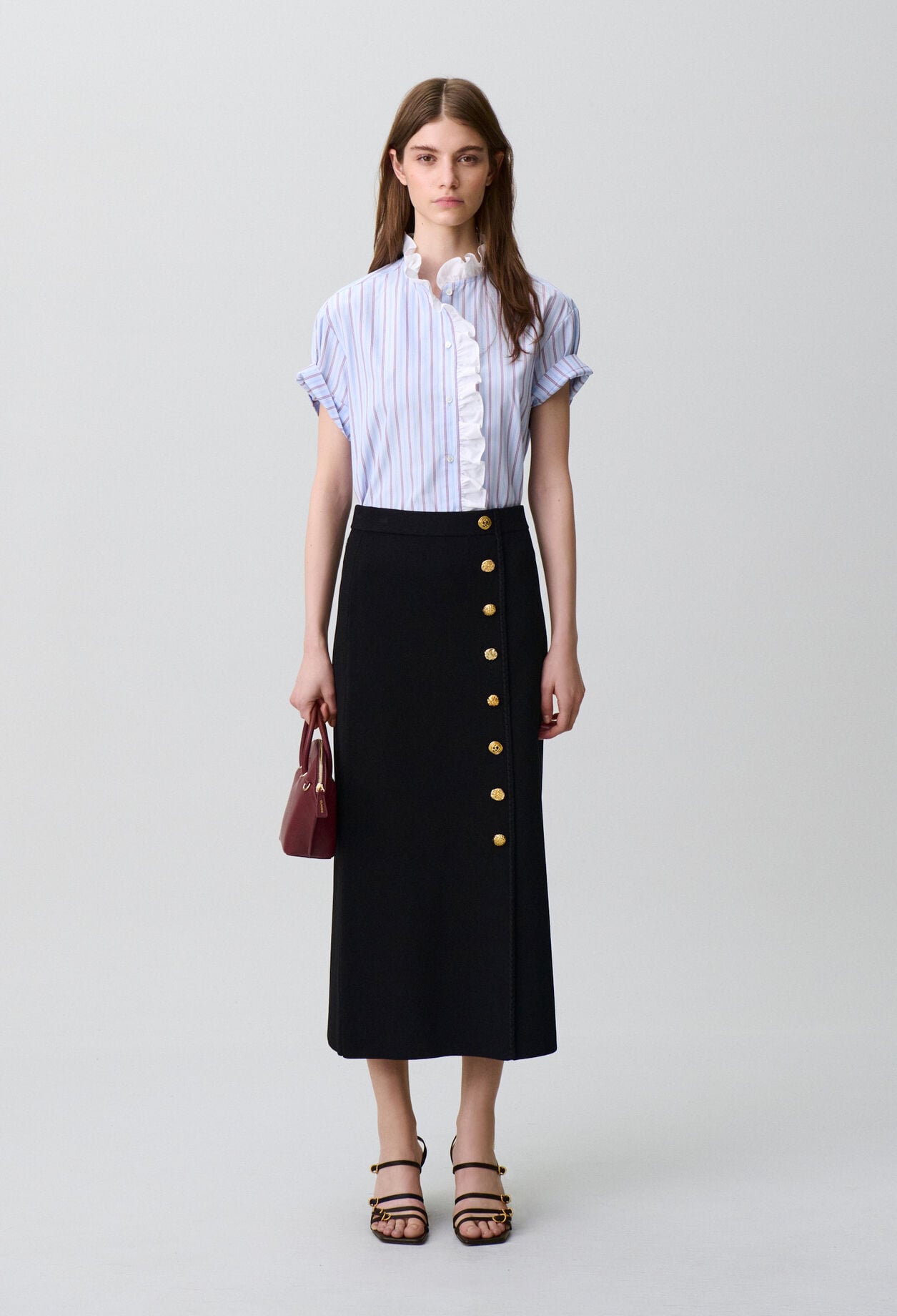 Fitted knitted midi skirt