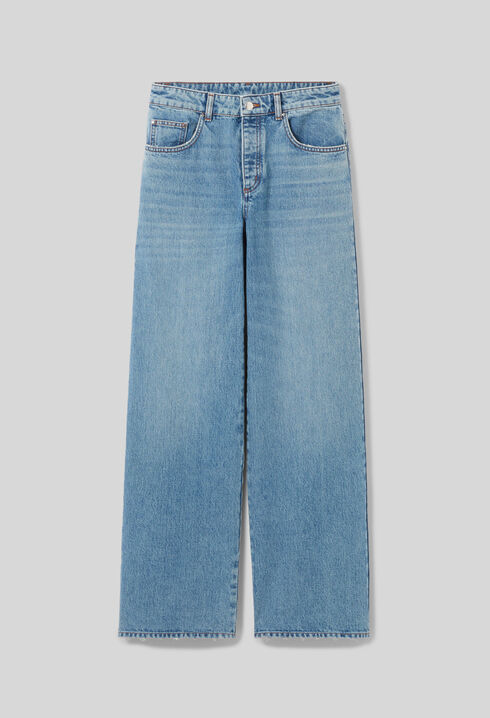 Wide-Leg Washed Denim Jeans