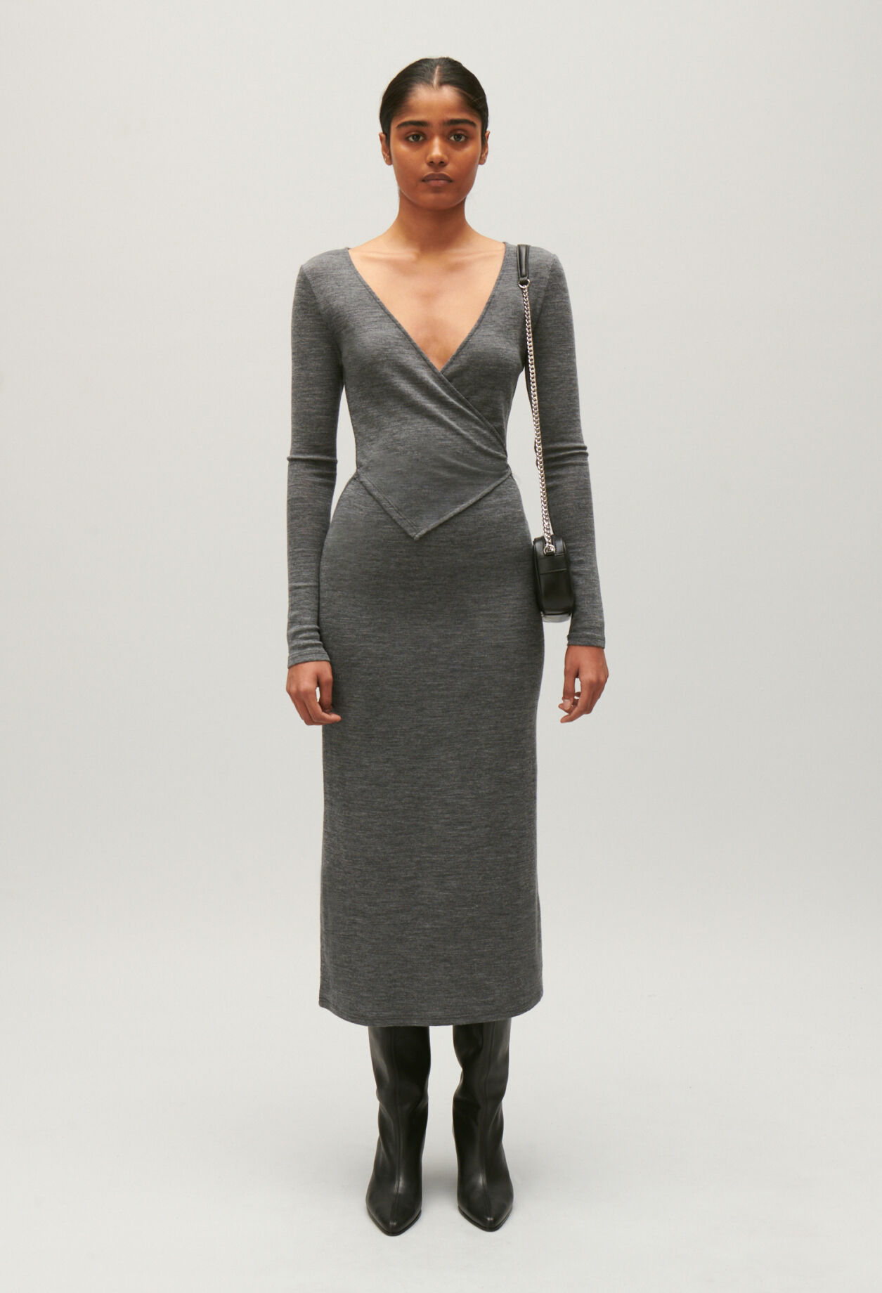 Grey jersey midi dress cheap