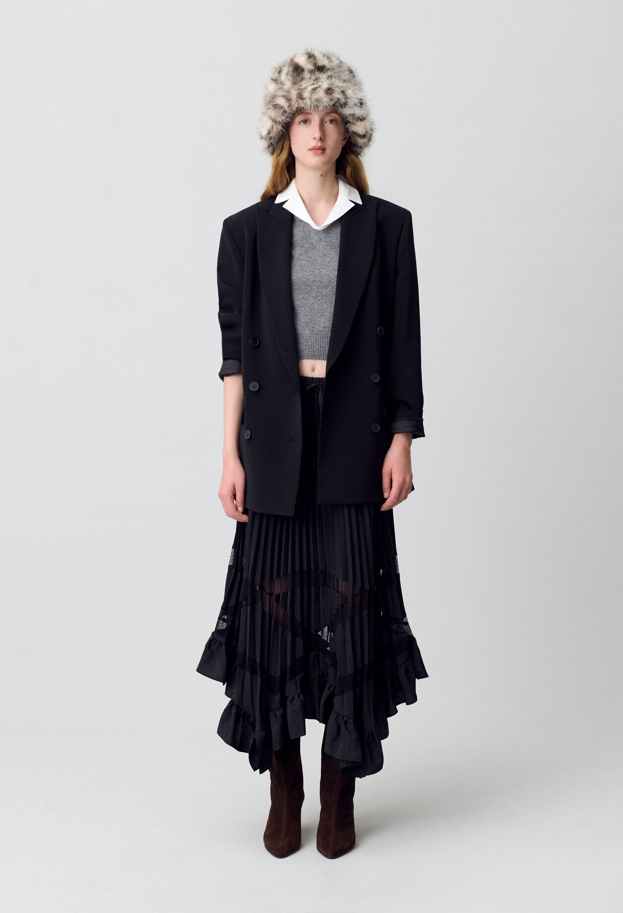 Asymmetrical pleated skirt