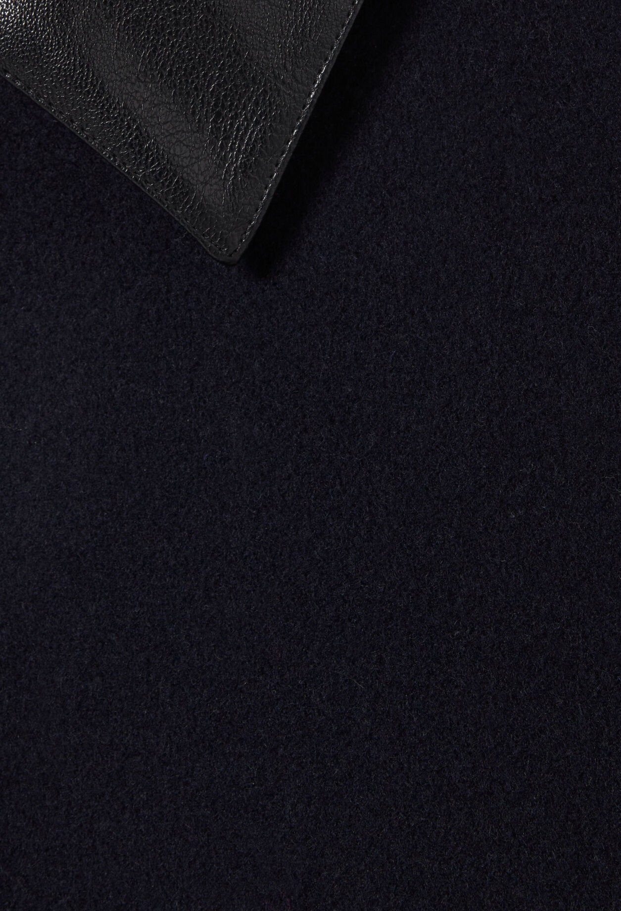 Wool Jacket Faux Leather Collar