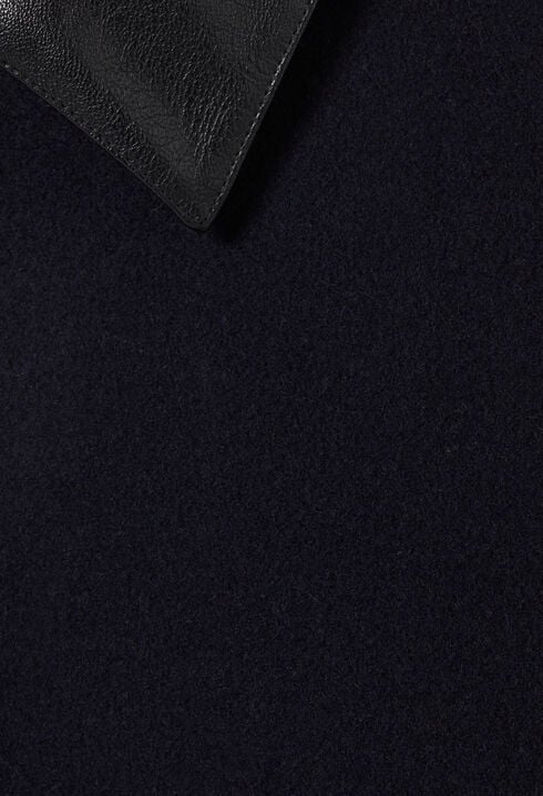 Wool Jacket Faux Leather Collar