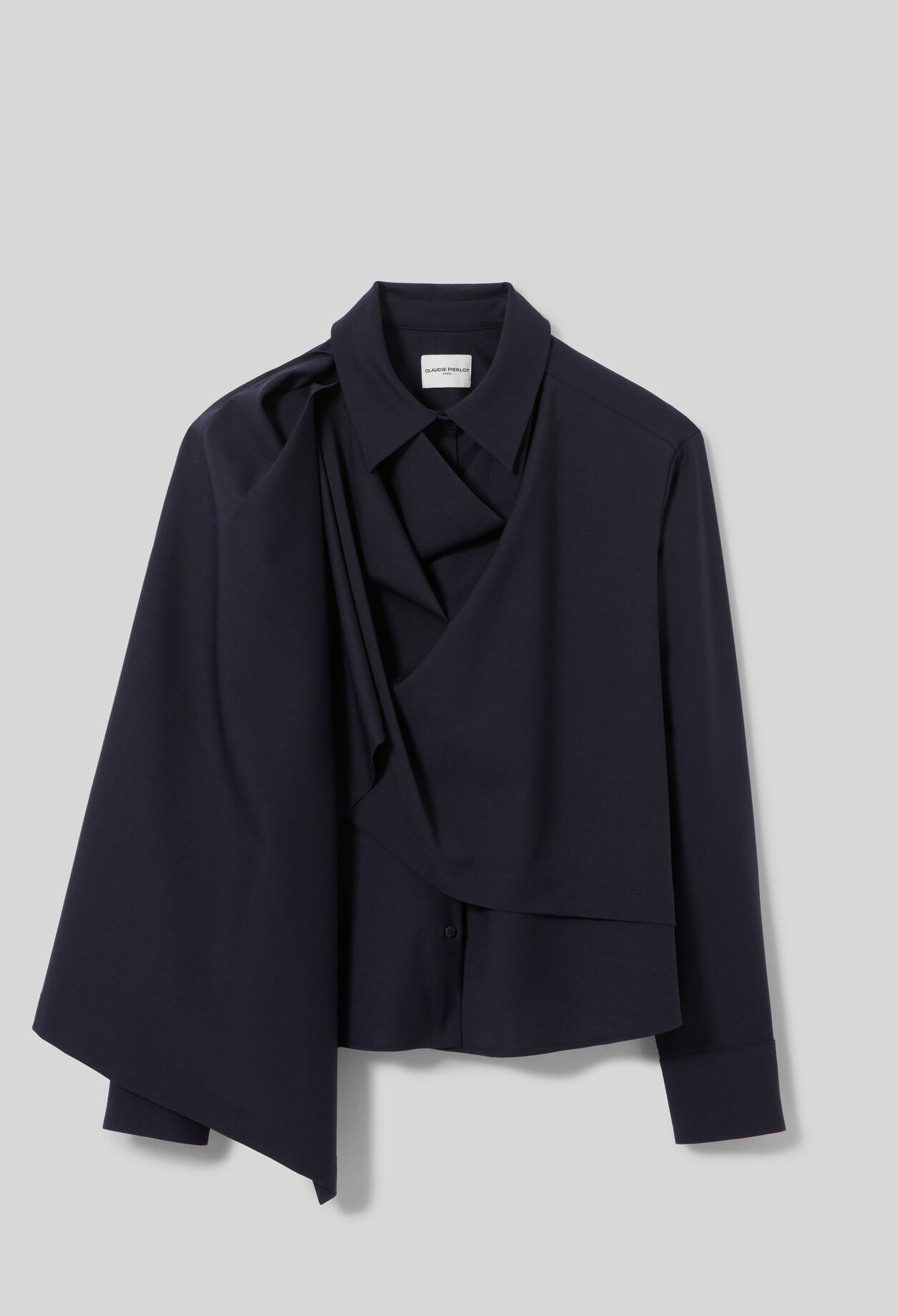 Wool blend shawl jacket