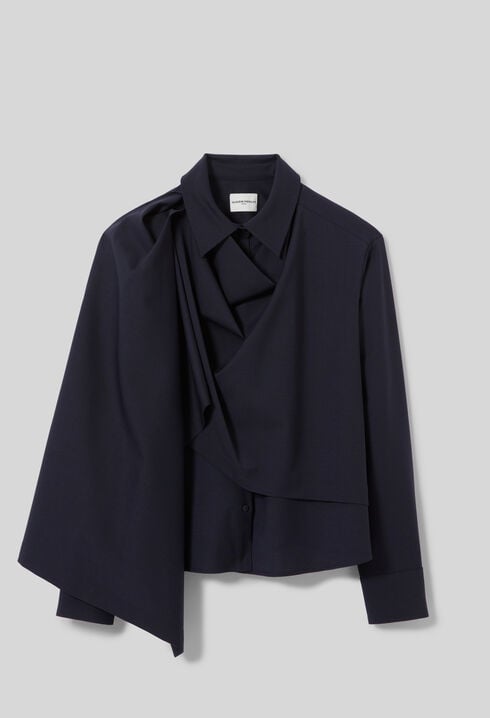 Wool blend shawl jacket