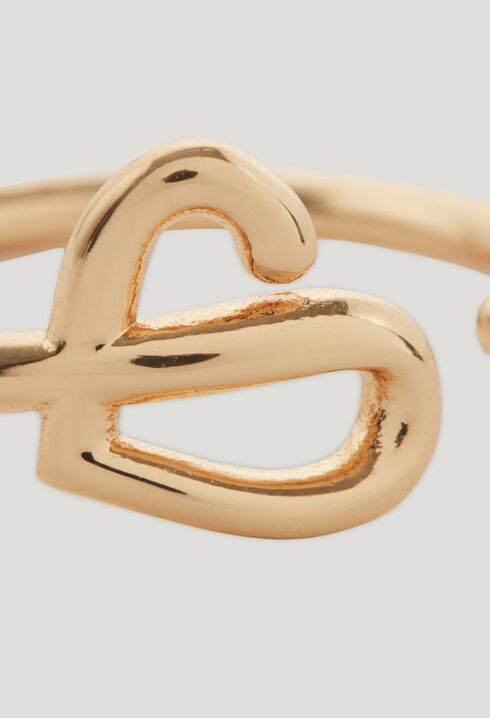 Golden brass CP heart band ring
