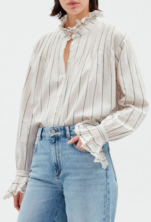 Striped ruffled shirt