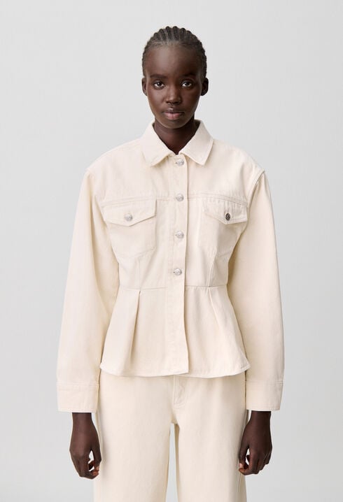 Long-sleeved ecru denim jacket