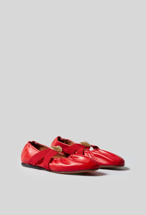 Leather ballet flats with heart