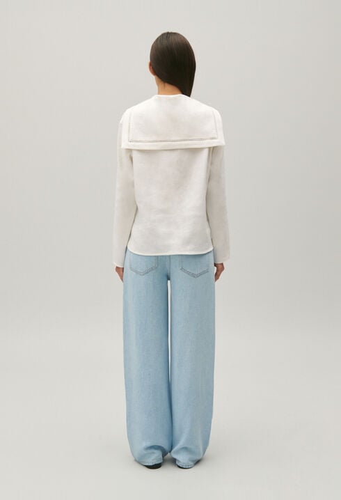 Ecru sailor collar top