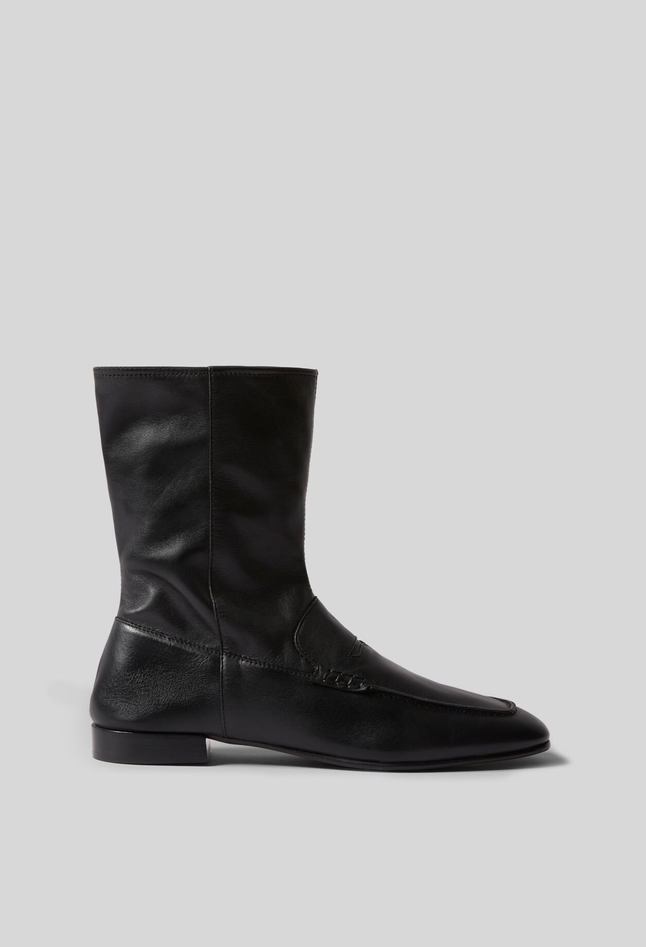 Leather Moccasin-Style Ankle Boots