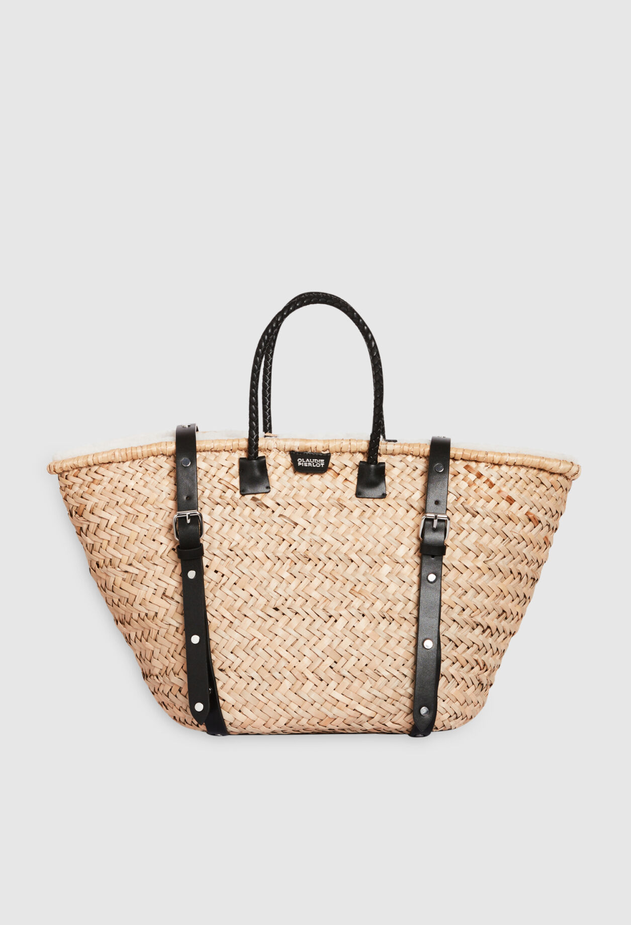 Straw and shearling basket for women | Claudie Pierlot