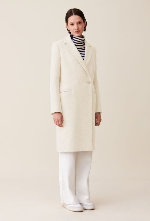 Tailored ecru mid-length coat