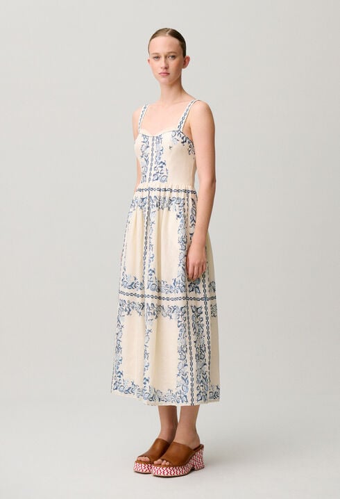 Printed linen dress