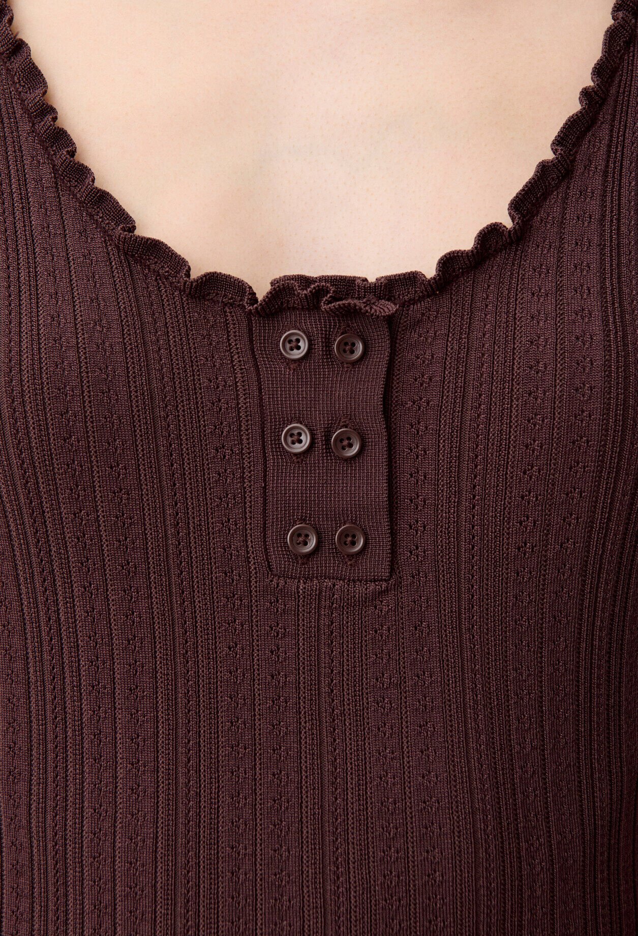 Ruffle pointelle knit tank