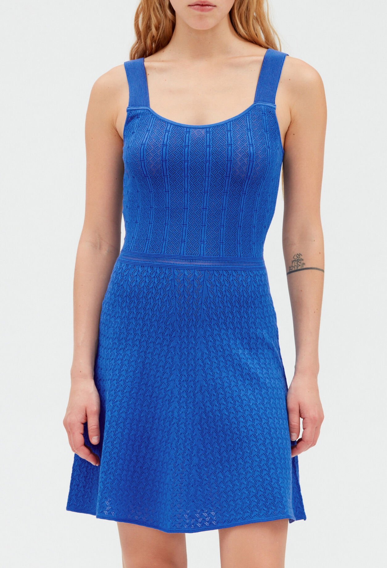 Blue short knitted dress