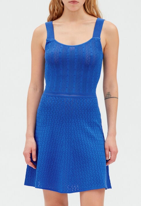 Blue short knitted dress