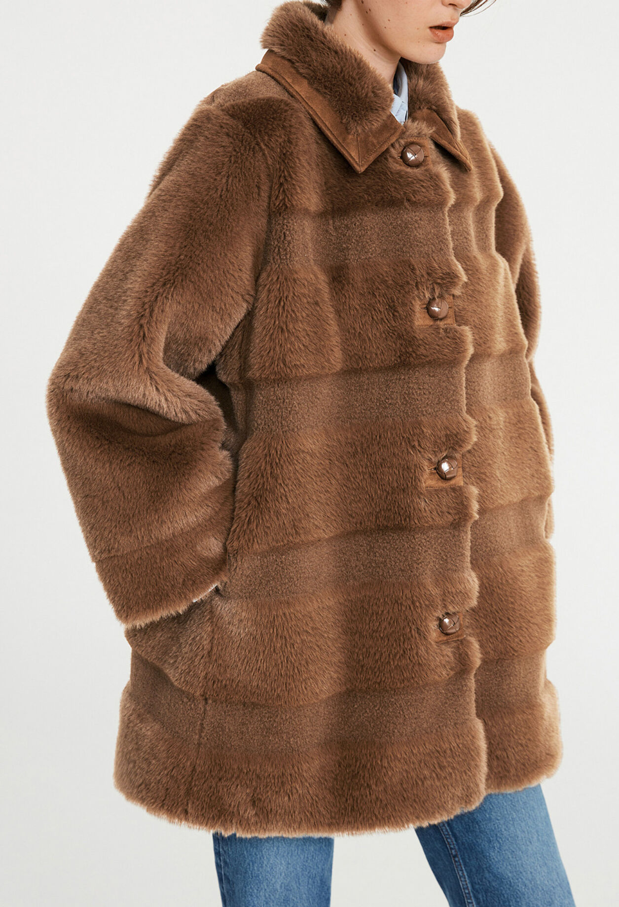 Manteau marron fausse fourrure