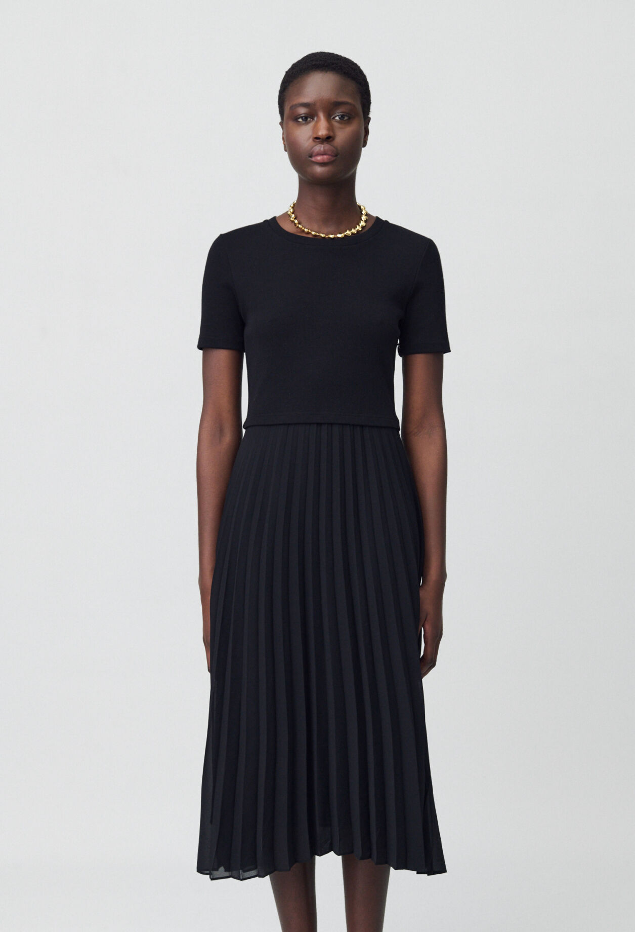 Long dual-fabric Teli dress