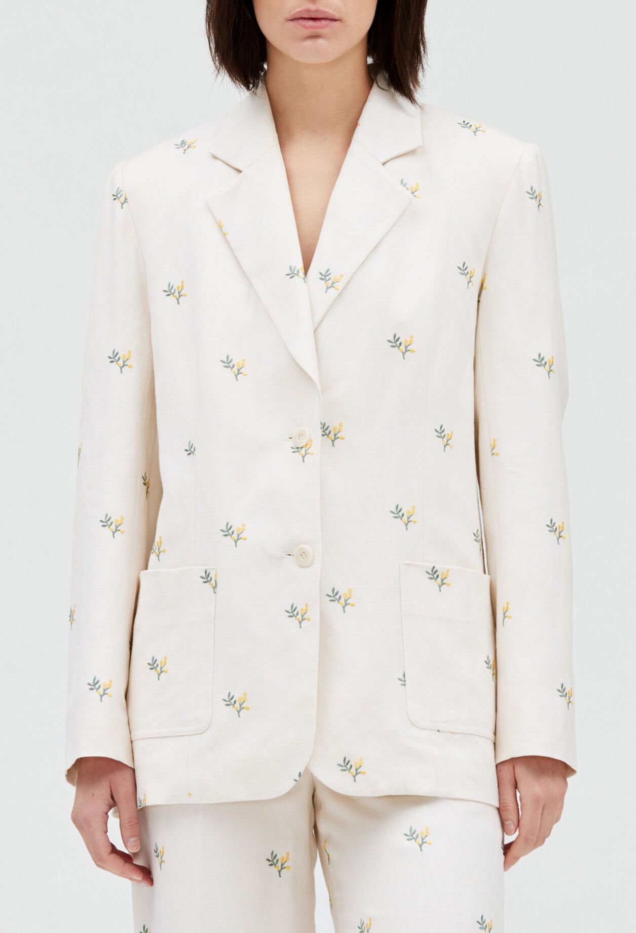 Suit jacket with mimosa pattern