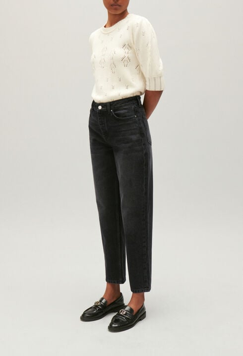 Anthracite faded straight-leg jeans