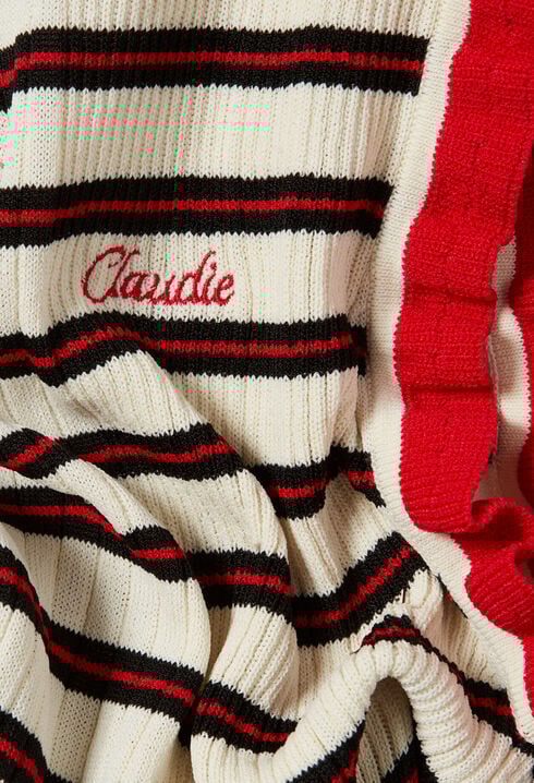 Striped Ruffled Knit Dress