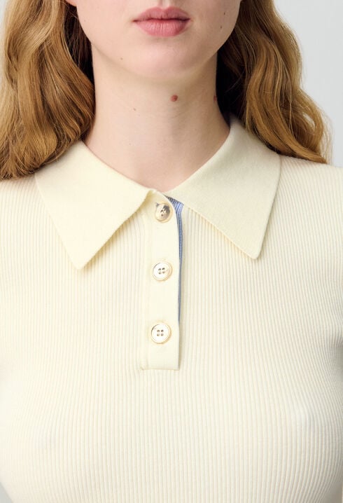 Fine Knit Polo Top