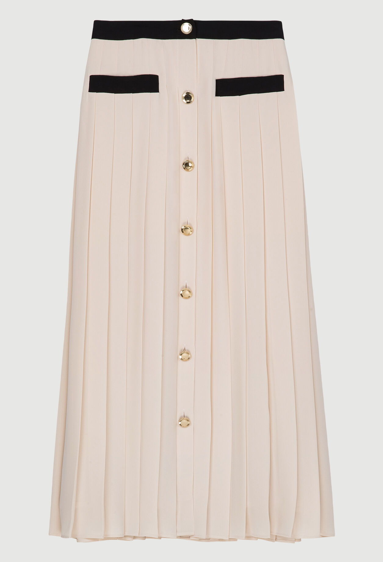 Buttoned pleated skirt
