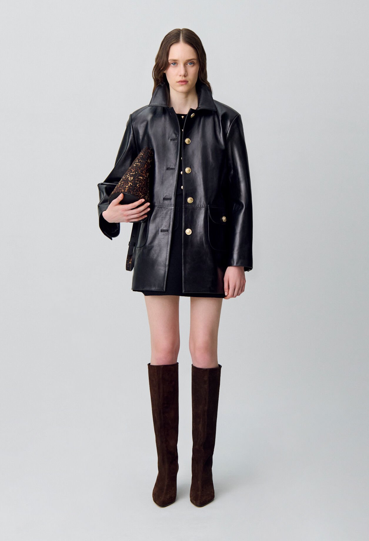 襟なしzip upレザージャケット☆ Claudie Pierlot Leather jackets for women | Claudie Pierlot