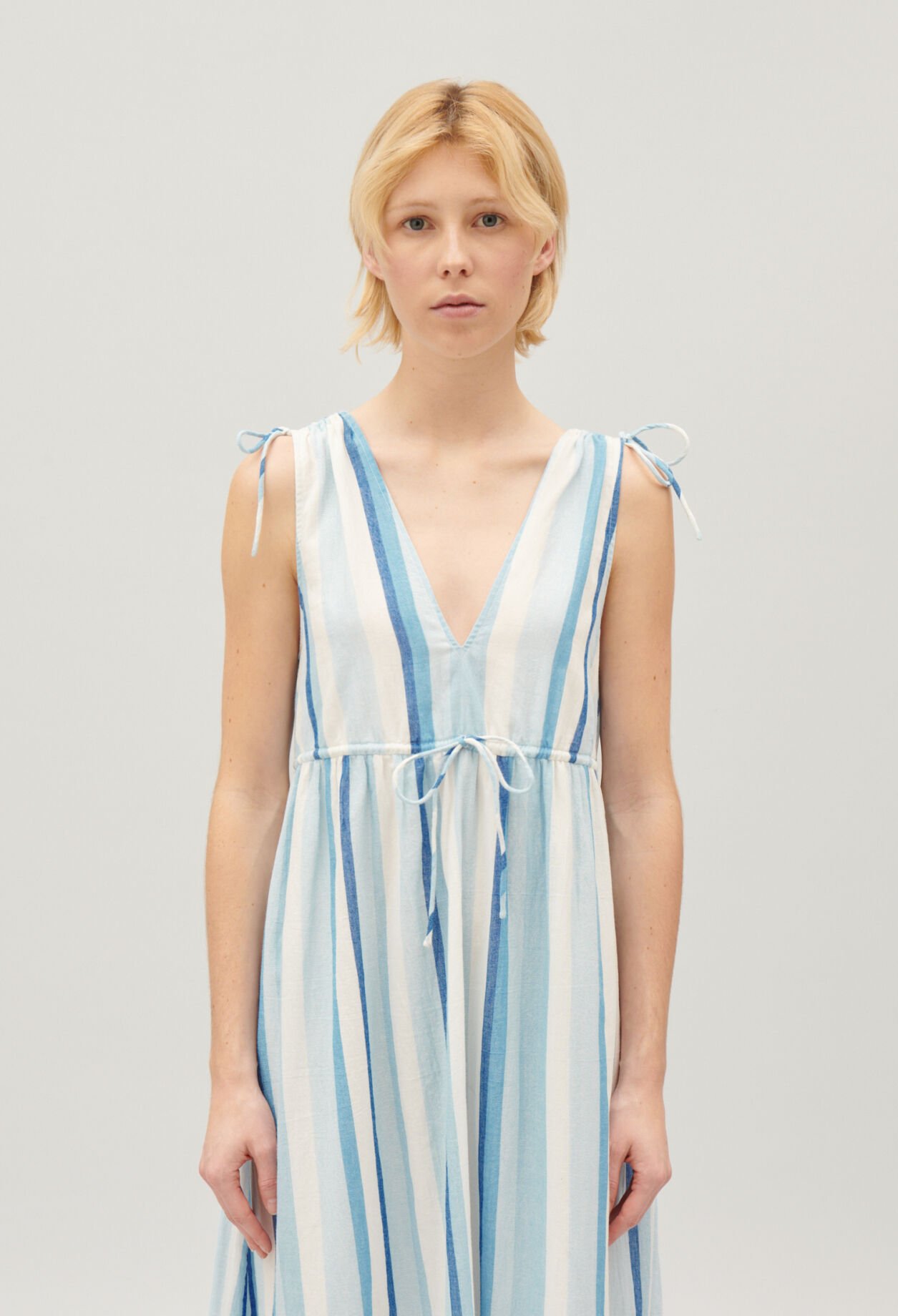 Long blue striped dress