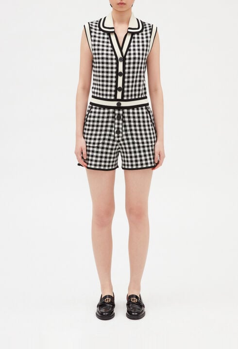 Two-tone checked playsuit