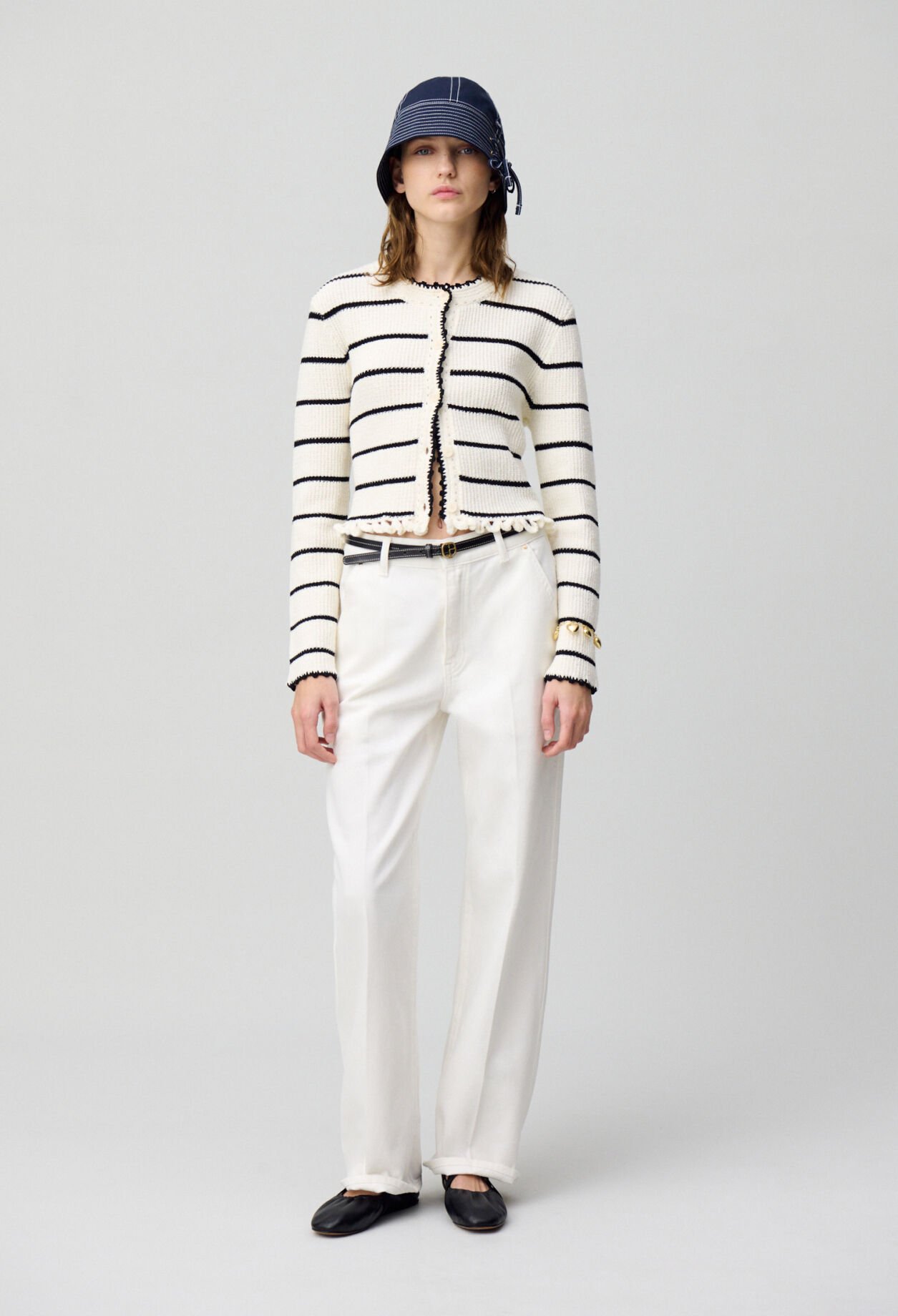 Fine knit striped cardigan
