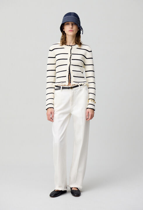 Fine knit striped cardigan