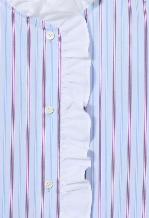Ruffled striped poplin shirt